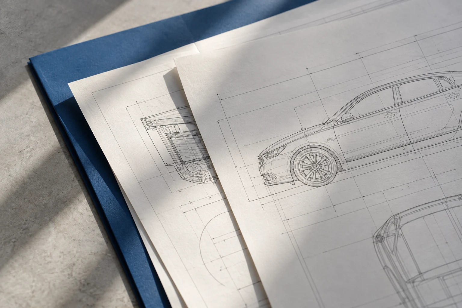 Vehicle documentation on a clean work surface